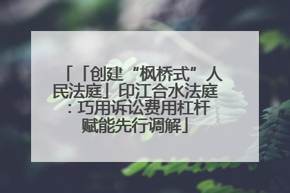 「创建“枫桥式”人民法庭」印江合水法庭：巧用诉讼费用杠杆 赋能先行调解