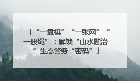 “一盘棋”“一张网”“一股绳”：解锁“山水融治”生态警务“密码”