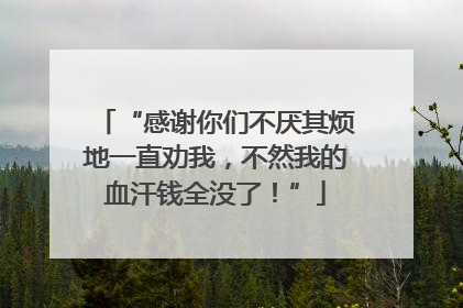 “感谢你们不厌其烦地一直劝我，不然我的血汗钱全没了！”