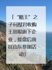 “赌王”之子何猷君收购王思聪旗下企业，接盘后前往山东参加活动