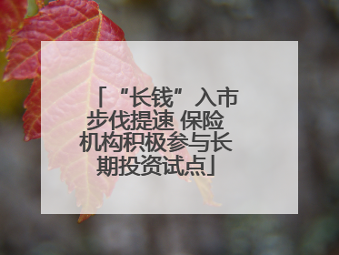 “长钱”入市步伐提速 保险机构积极参与长期投资试点