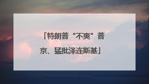 特朗普“不爽”普京、猛批泽连斯基