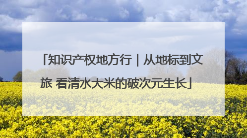 知识产权地方行｜从地标到文旅 看清水大米的破次元生长