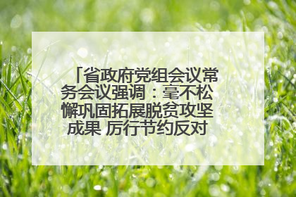 省政府党组会议常务会议强调：毫不松懈巩固拓展脱贫攻坚成果 厉行节约反对浪费弘扬优良作风