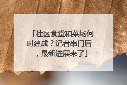 社区食堂和菜场何时建成？记者串门后，最新进展来了