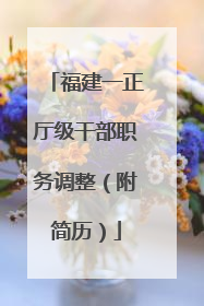 福建一正厅级干部职务调整（附简历）
