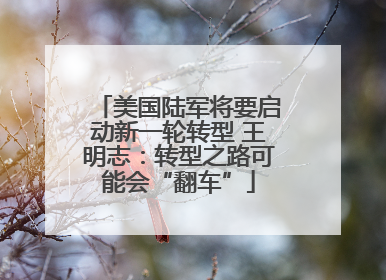 美国陆军将要启动新一轮转型 王明志：转型之路可能会“翻车”