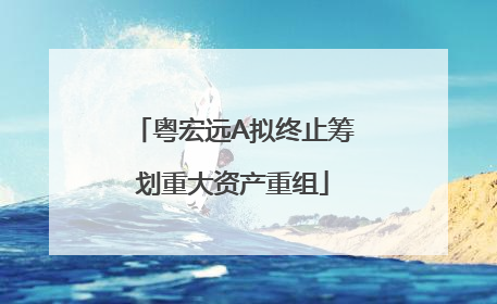 粤宏远A拟终止筹划重大资产重组