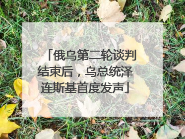 俄乌第二轮谈判结束后，乌总统泽连斯基首度发声