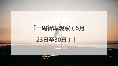一周智库观察（5月23日至30日）
