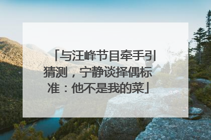 与汪峰节目牵手引猜测，宁静谈择偶标准：他不是我的菜
