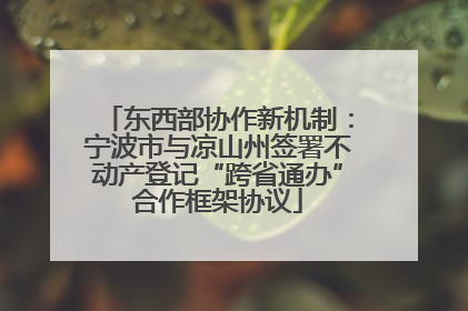东西部协作新机制：宁波市与凉山州签署不动产登记“跨省通办”合作框架协议