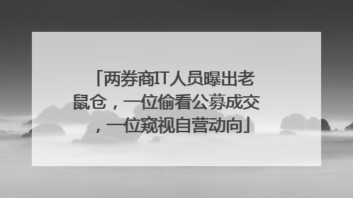 两券商IT人员曝出老鼠仓，一位偷看公募成交，一位窥视自营动向