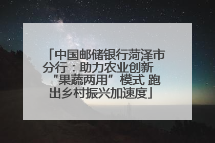 中国邮储银行菏泽市分行：助力农业创新 “果蔬两用”模式 跑出乡村振兴加速度