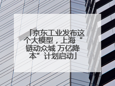 京东工业发布这个大模型，上海“链动众城 万亿降本”计划启动