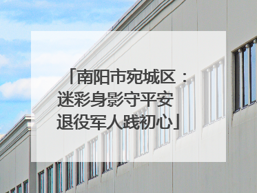 南阳市宛城区：迷彩身影守平安 退役军人践初心