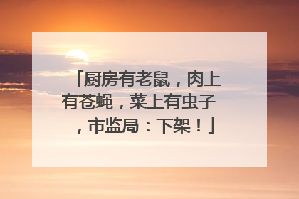 厨房有老鼠，肉上有苍蝇，菜上有虫子，市监局：下架！