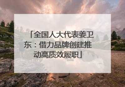 全国人大代表姜卫东：借力品牌创建推动高质效履职