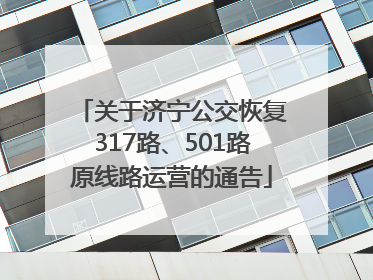 关于济宁公交恢复317路、501路原线路运营的通告