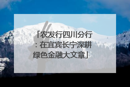 农发行四川分行：在宜宾长宁深耕绿色金融大文章