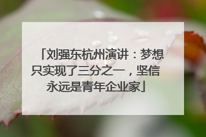 刘强东杭州演讲：梦想只实现了三分之一，坚信永远是青年企业家