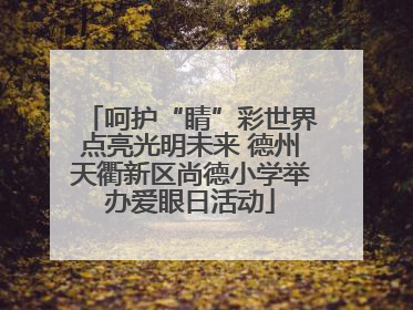 呵护“睛”彩世界点亮光明未来 德州天衢新区尚德小学举办爱眼日活动