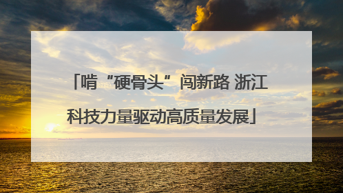 啃“硬骨头”闯新路 浙江科技力量驱动高质量发展