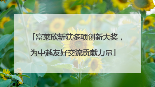 富莱欣斩获多项创新大奖，为中越友好交流贡献力量