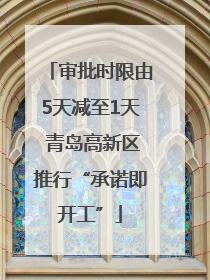 审批时限由5天减至1天 青岛高新区推行“承诺即开工”