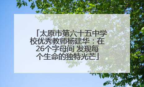 太原市第六十五中学校优秀教师杨建华：在26个字母间 发现每个生命的独特光芒