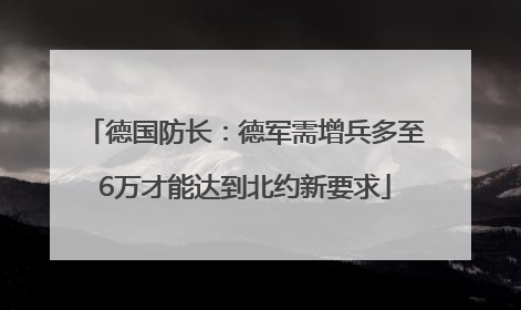 德国防长：德军需增兵多至6万才能达到北约新要求