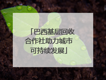 巴西基层回收合作社助力城市可持续发展