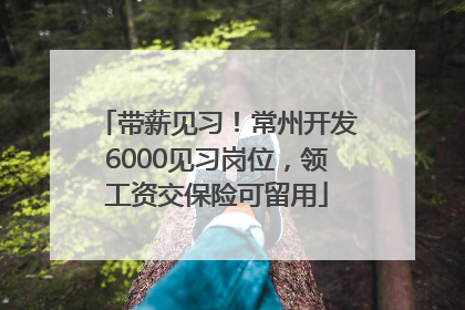 带薪见习！常州开发6000见习岗位，领工资交保险可留用