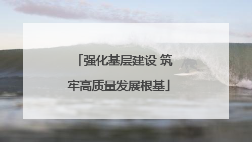 强化基层建设 筑牢高质量发展根基