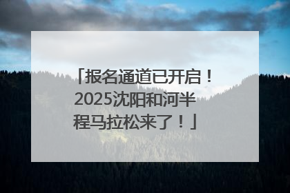 报名通道已开启！2025沈阳和河半程马拉松来了！