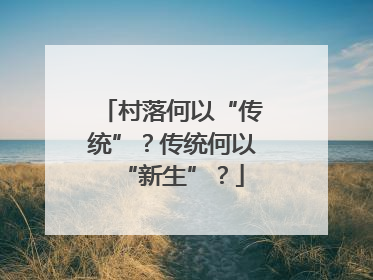 村落何以“传统”？传统何以“新生”？