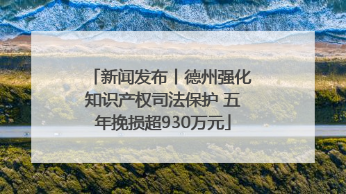 新闻发布丨德州强化知识产权司法保护 五年挽损超930万元
