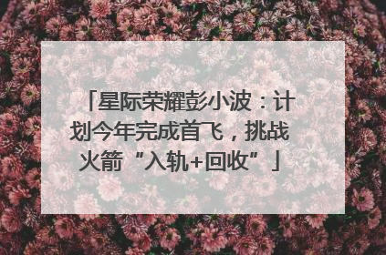 星际荣耀彭小波：计划今年完成首飞，挑战火箭“入轨+回收”