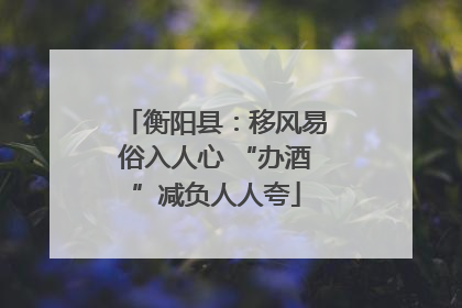 衡阳县：移风易俗入人心 “办酒”减负人人夸