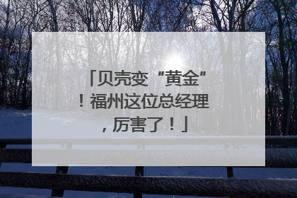 贝壳变“黄金”！福州这位总经理，厉害了！