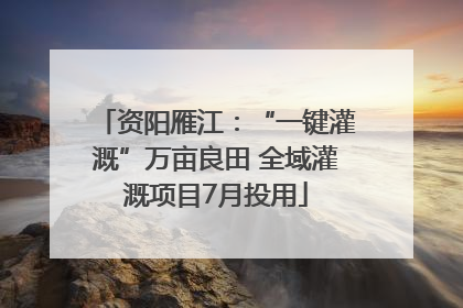 资阳雁江：“一键灌溉”万亩良田 全域灌溉项目7月投用