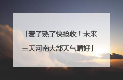 麦子熟了快抢收！未来三天河南大部天气晴好