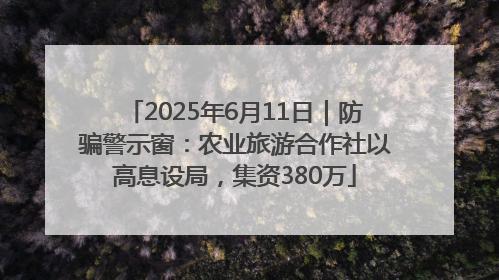2025年6月11日｜防骗警示窗：农业旅游合作社以高息设局，集资380万